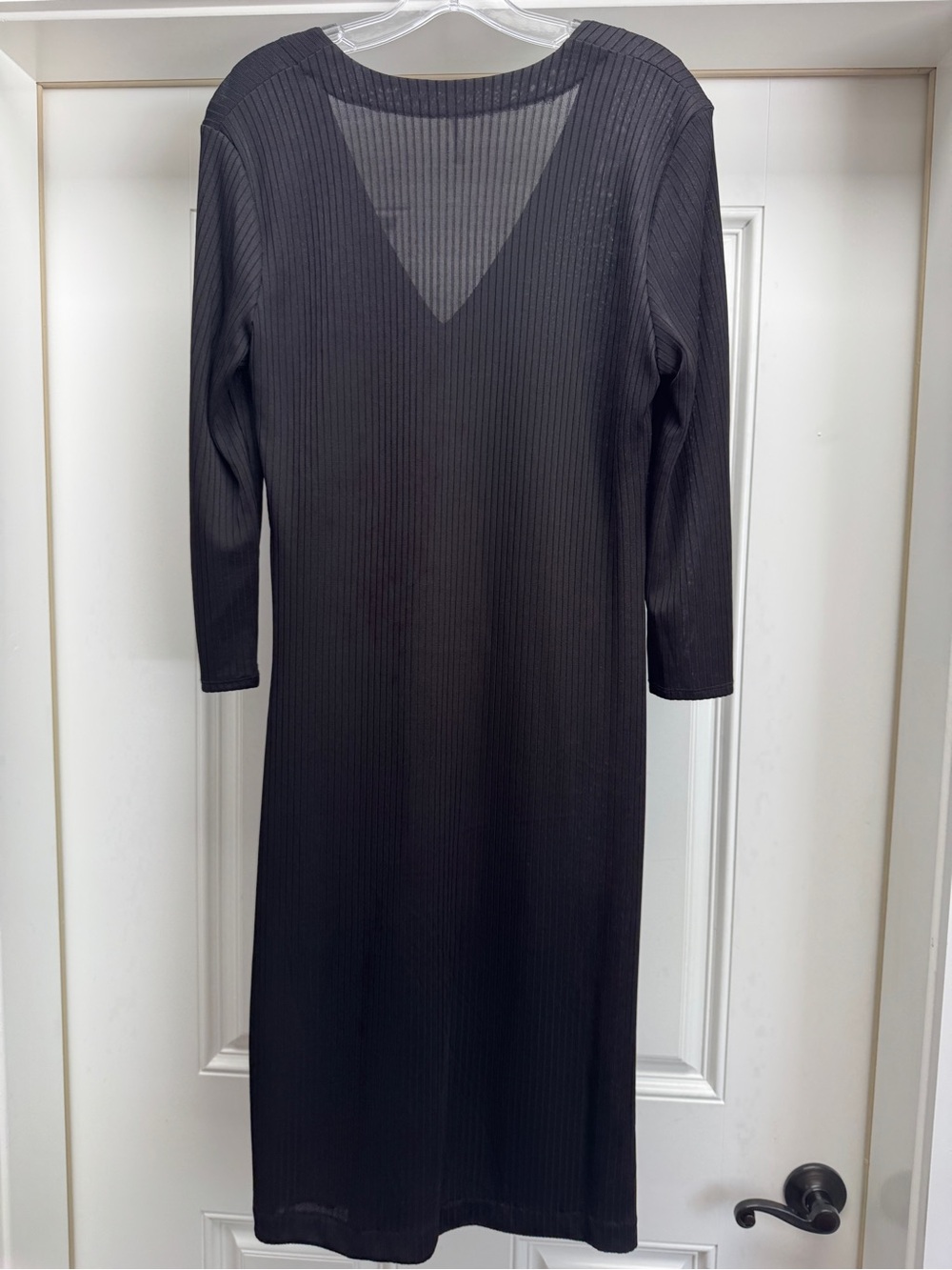 Free People Black Irene Twist Knit Dress Ribbed Slit Large - Picture 10 of 11